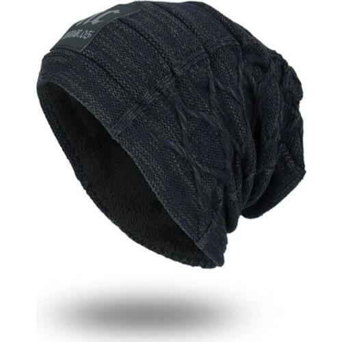 New Mens Winter Hat Fashion Fleece Skiing Beanies Caps Warm Knitted Beanie Bonnet hats men Gorros Invierno Cappelli AE58