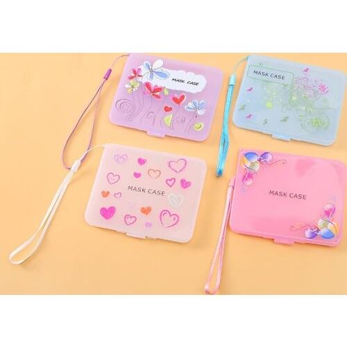 New Cartoon Transparent Mask Storage Box Save Masks Box Student disposable mask container make up organizer box Home pp case