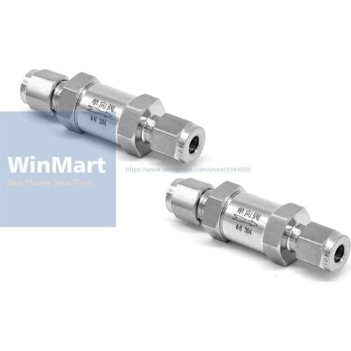 304 Stainless Steel One Way Check Valve Non-return in Line Compression Valve Fit 6mm OD Tube