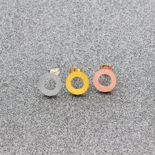 Wholesale 10pairs Minimal Round Open Circle Stud Earrings For Women Simple Fashion Jewelry Stainless Steel Charm Bijoux Femme