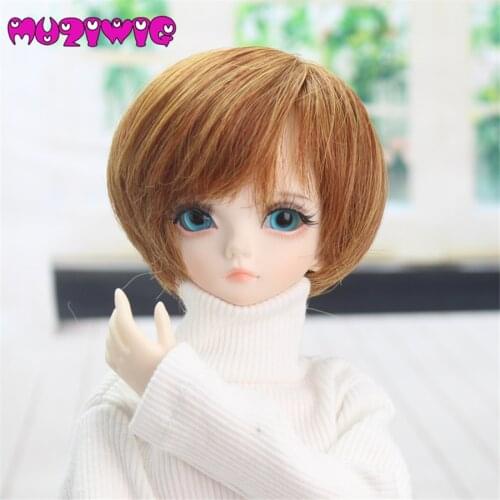 High Quality Synthetic Brown Fashion Short Hair Wig Accessories for 1/4 BJD On Sale In MUZIWIG