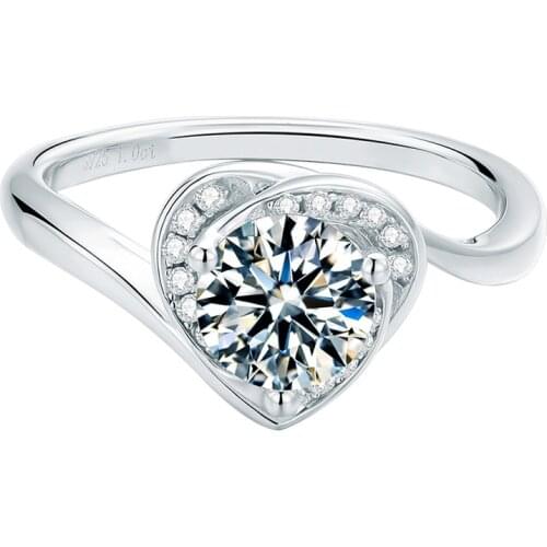 100% 925 Sterling Silver Created Real 1 Carat D Color Moissanite Heart Couple Rings For Women Exquisite Party Fine Jewelry Gift