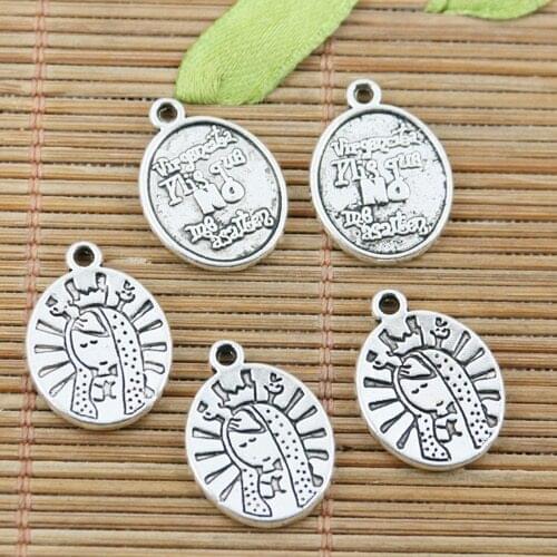 30PCS TIBETAN SILVER tone oval shape NO and girl pattern charms EF2421