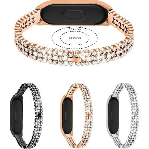 Mi Band 4 Wrist Strap Stainless Steel Metal Straps For Xiaomi Mi Band 4 Bracelet Strap Mi Band 3 Diamond Replace Straps