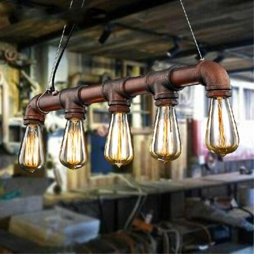 Retro Edison Bar/dining room /KTV Lighting Vintage Pendant Lights Water Pipe Pendant Lamp for Warehouse E27 Edison Bulbs Lights