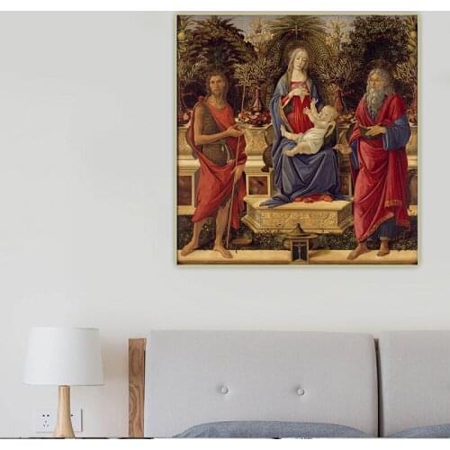 Sandro Botticelli《Madonna with Saints》Canvas Oil Painting Artwork Poster Picture Wall Background Decor Home Decoration
