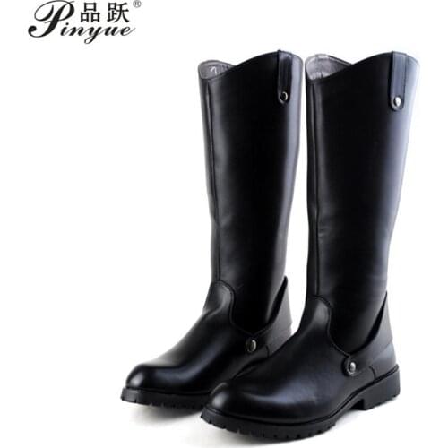 Fashionable Over Knee High Boots Mens Black Military Boots Leather Men Long Waterproof Snowboots Equestrian Motocycle Boots