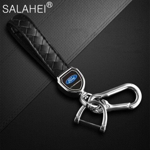 Alloy Metal Leather Car Key Keychain Ring For Ford F150 F250 Mondeo Focus MK3 Mk4 Mk5 C-MAX Fiesta Ranger Galaxy Fusion Kuga