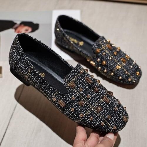 Metal Studs fur moccasins women winter warm plush loafers women shoes cozy soft bottom ballerina two style rivets fur flats 2020