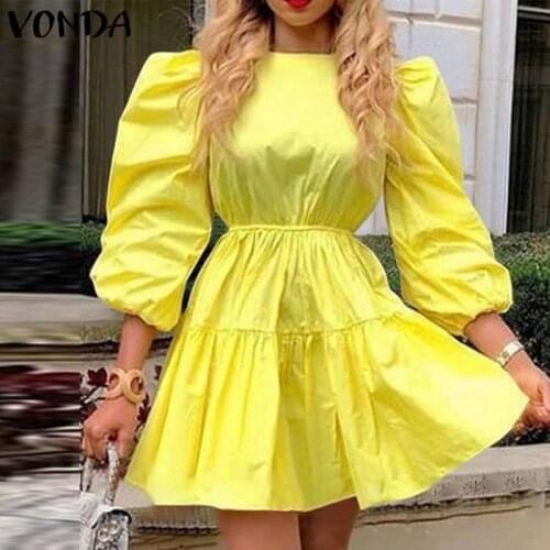 Women Elegant Puff Sleeve Ckecked Plaid Midi Dresses Shorts Sleeve Pleated Bow Square Neck Vestido S-5XL