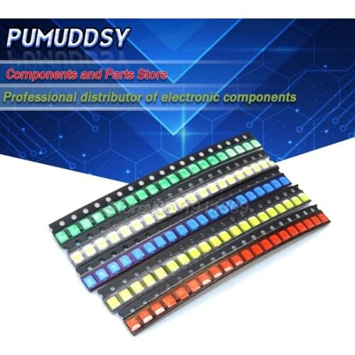 5 Values* 20pcs=100PCS 3528 1210 SMD LED Kit Red/Green/Blue/Yellow/White 20PCS Each LED Diode 3.5*2.8*1.9mm