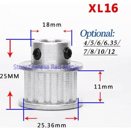 XL16/XL17/XL18/XL19/XL20 16-20teeth Timing Pulley Aluminum 3D Printer Parts XL teeth Bore Width 11mm Synchronous Wheel Gear