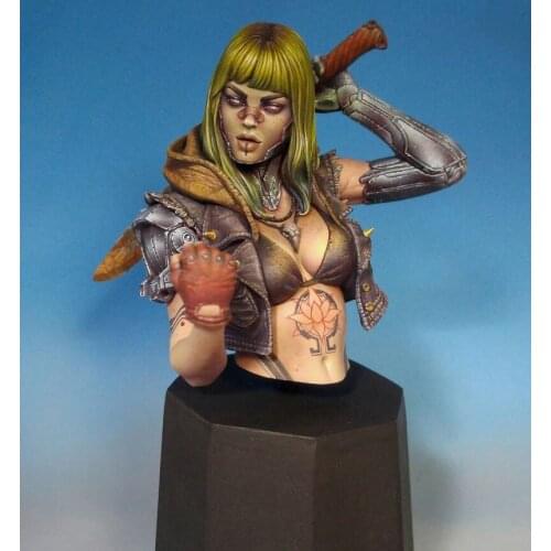 1/10 Scale Fantasy Machinery Sergeant Female Resin Bust Miniatures Unpainted DIY Assembling Static Woman Figure GK Model Kits