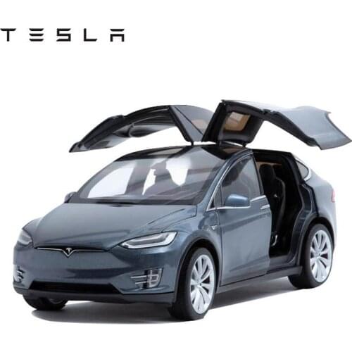 1:18 For Tesla Model X Diecast Toys Gift Collection Model Car for Display Ornaments Silver/Pearl White Metal,Plastic,Rubber
