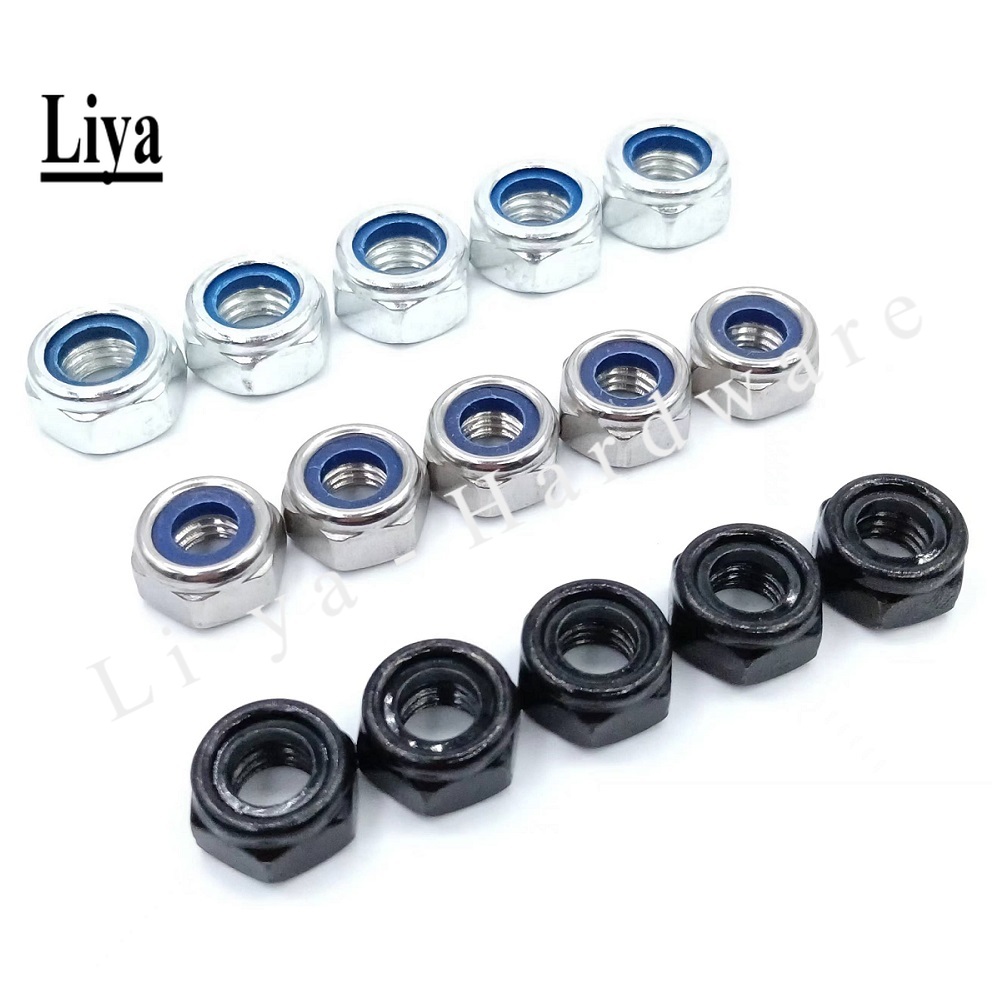 50pc DIN985 M2 M3 M4 M5/6 M8 Galvanized Carbon Steel plating Black Zinc stainless steel 304 Self-locking Nuts Hex Nylon Lock Nut