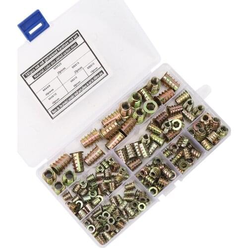 165Pcs Hex Thread Insert Nut Galvanized Wood Furniture Nut Set Color Plated Carbon Steel