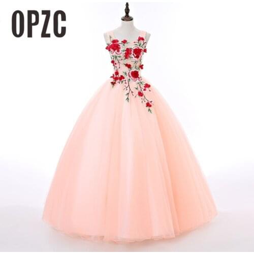 2020 Customed Size Evening Dress O-Neck Cut-out Sexy Design for formal Activities with Festival Red Flowers Colorful Sweet Gown