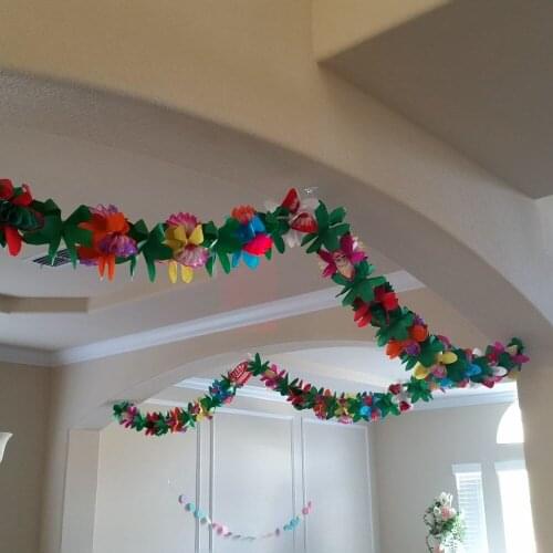 3 Meters Paper Garland Tropical Hawaiian Luau Party Decorations Colorful Paper Garland Birthday