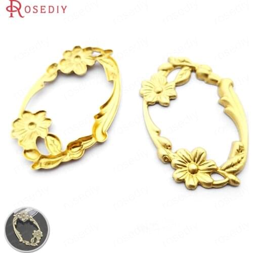 30335)10PCS 45x28MM Not plated color Brass Flower Border Connect Charms Diy Jewelry Findings Accessories Wholesale