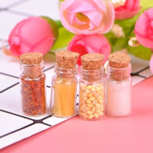 4Pcs 1:12 for Dollhouse miniature food glass jar cork bottle kitchen decor