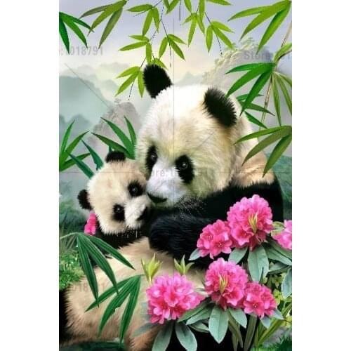 5d Diy Diamond Painting family panda Diamond mosaic Crystal Needlework Mosaic Painting Diamond embroidery Diamond Stitch Icon