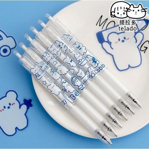 6pcs Cute Cream bear Gel Pen Set Black Ink 0.5mm Writing Handle Pen for Student School Office Stationery Supplies