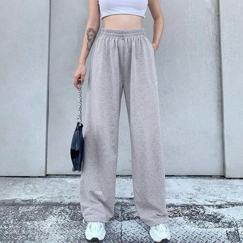 Women High Waist Patchwork Pants Elastic Waist Hip Hop Kpop Sweatpants Casual Tracksuit Joggers Sportswear Streetwear Sweatpants