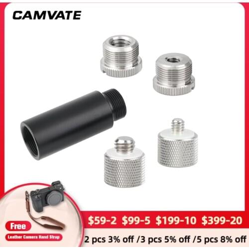 CAMVATE 2" Aluminum Micro Rod With 5/8"-27 Female To 5/8"-27 Male Thread + Assorted Thread Screw Adapters For Microphone Mount