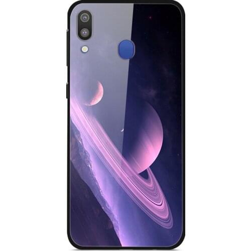 For Samsung Galaxy M20 Phone Case Tempered Glass Case Back Cover Star Sky Pattern