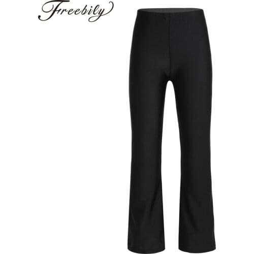Black Kids Teens Basic Classic Stretchy Loose Gym Sports Pants Dance Wear Children Girls Dance Practice Jazz Dance Costumes