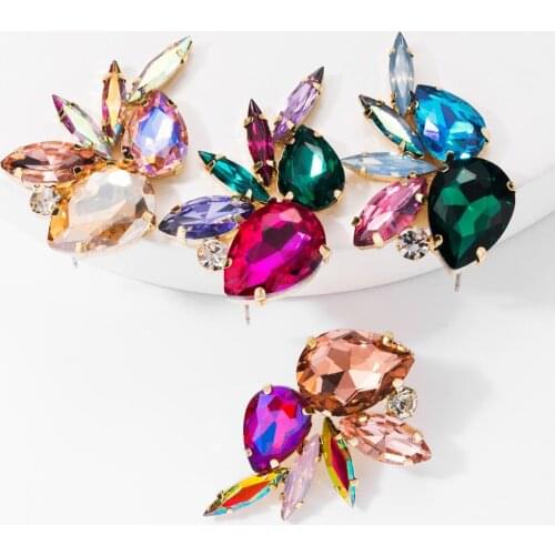 Dvacaman Indian Bridal Luxury Crystal Drop Earrings Wedding Banquet Party Rhinestone Statement Earrings Lady Dangle Earrings INS