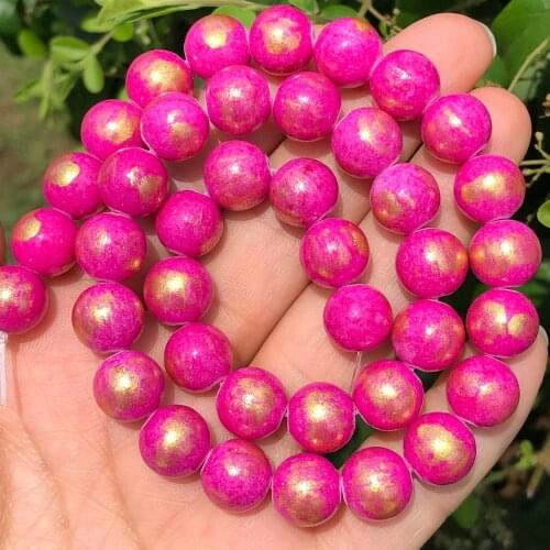 Fuchsia Lapis Lazuli Jades Stone Beads Round Loose Spacer Beads For Jewelry Making Bracelet DIY Accessories 4/6/8/10/12mm 15"