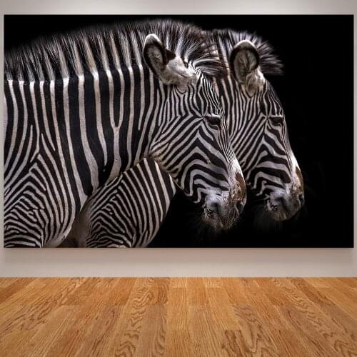 Canvas Wall Art Cat Rhinoceros Zebra Head Lion Elephant Nordic Poster Black and White Animal Print Wall Pictures for Living Room