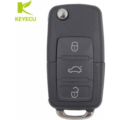KEYECU 10PCS Folding Remote Key Fob 3 Button 434MHz ID48 for VW Seat Skoda 1J0 959 753 DA