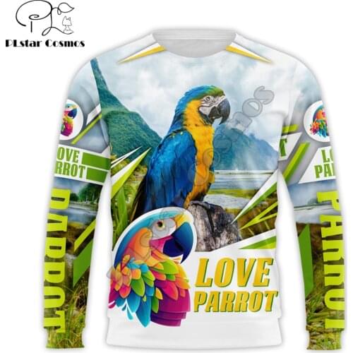 Beautiful Love Parrot 3D All Over Printed Men Sweatshirt Unisex Casual flowers Long sleeve Pullover Streetwear 13 styles WY-02