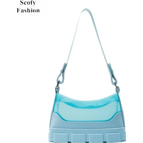 SCOFY PVC Summer Jelly Shoulder Bag for Women Handbags and Purses Clear Crossbody Bags Ladies Casual Bag