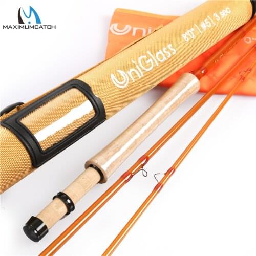 Maximumcatch 7.6FT/8FT 3wt/4wt/5wt Transparent Fiberglass Fly Fishing Rod with Cordura Tube