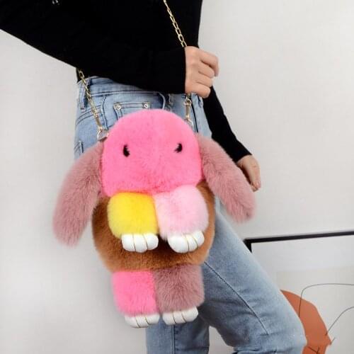 Kawaii Cute Rabbit Bunny Shoulder Backpack Crossbody Bag Coin Purse Messenge Bags Plush Toys Girls Girlfriend Kids Children Gift