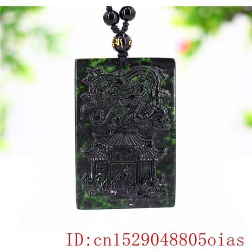 Jade Dragon Pendant Fashion Jewellery Carved Chinese Necklace Gifts Black Green Amulet Charm Natural