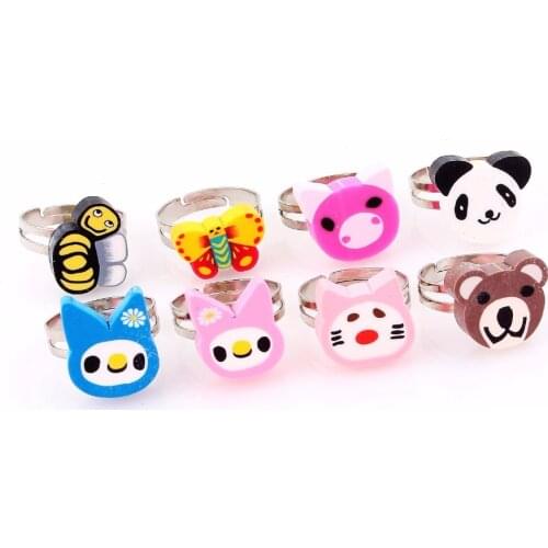 Wholesale Bulk Lots 50Pcs Mixed Polymer Clay Children Kids Boys Finger Rings Band Wedding Engagement Xmas Gift