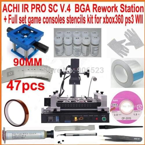 Original ACHI IR PRO SC V4 infrared BGA rework station + 90mm 47pcs game consoles bga stencils kit for XBOX360 PS3 WII repair