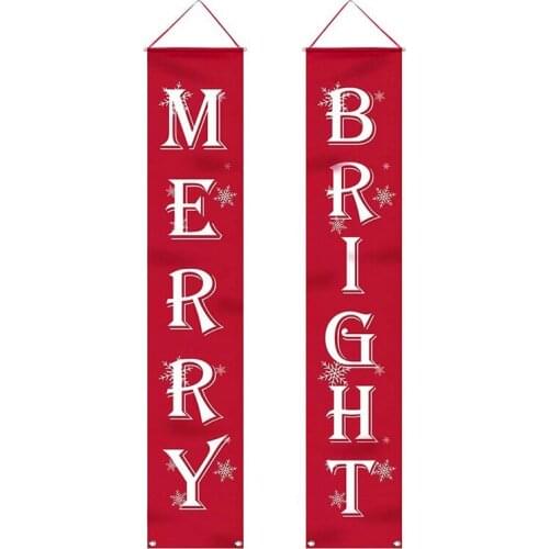 Christmas Porch Sign Bright and Merry Christmas Hanging Sign for Holiday Home Indoor Outdoor Porch Wall for Christmas Crafts