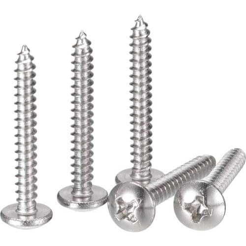Uxcell Phillips Head Self Tapping Screws, #4 x 7/8" 304 Stainless Steel Wood Sheet Metal Screw 50pcs
