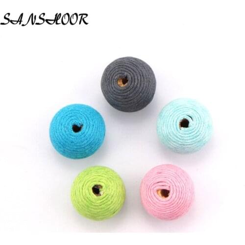 SANSHOOR 2020New Arrival 20mm Colourful Neon Crochet Spiral Wood Beads for Necklace MXQ-003 20pcs/lot