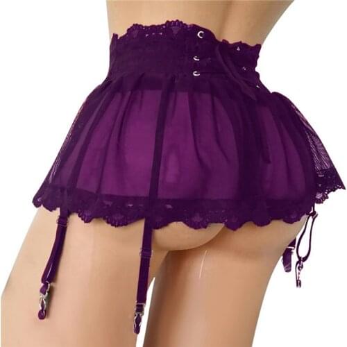 Sexy Lingerie Translucent Women Panties Lace Garter Belt Underwear Women Bandage Adjustable Short Dress Underpants