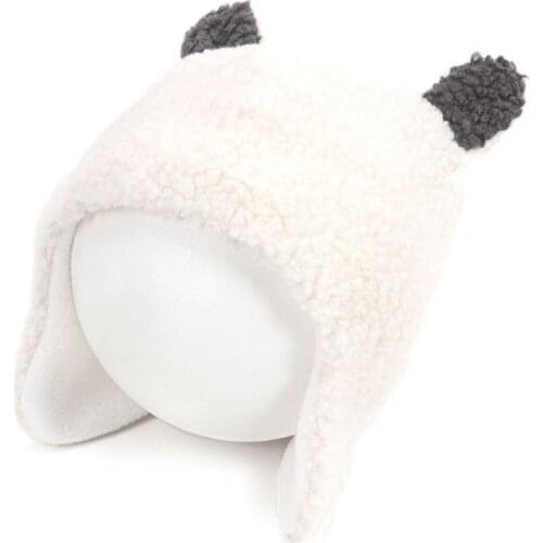 Cute Bear Ear Baby Hat Winter Auumn Warm Plush Ear Protection Ski Cap For Baby Boy Girls Hat Beanie Toddler Kids Bonnet 1-2Year