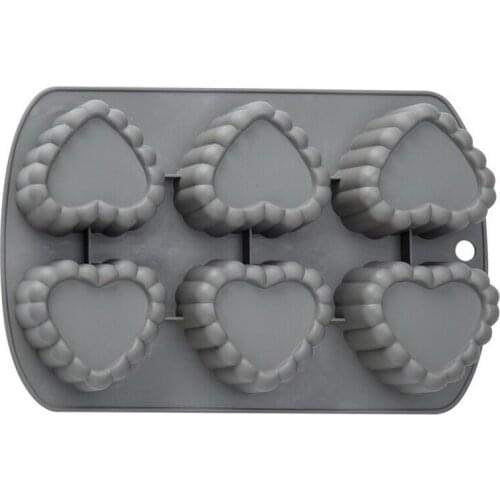 DIY 6-hole Heart Shaped Cake Silicone Mold Rice Ball Bread Cookie Sushi Mold Pudding Mold Handmade Soap Mold Chocolate Mold m074