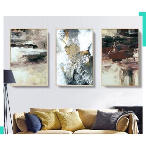 Nordic Abstract Canvas color spalsh Modern golden painting poster print unique decor wall art pictures for living roomZP-2369