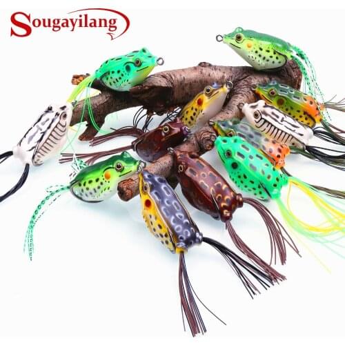 Sougayilang 2Pcs Hollow Frog Fishing Lures Soft Topwater Baits for Bass Snakehead Saltwater Freshwater Fishing