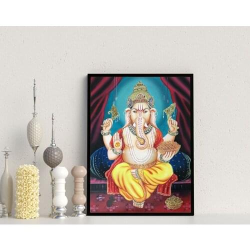 Lord Ganesh Vintage Illustration Canvas Poster Spiritual Hindus God Altar Art Painting Prints India Religion Wall Picture Decor